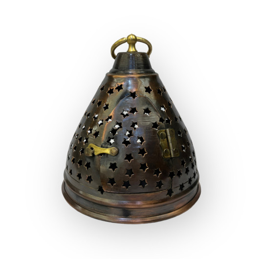 Star Cut Oxide Copper Lantern