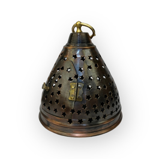 Star Cut Oxide Copper Lantern