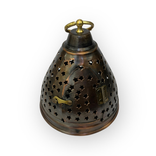 Star Cut Oxide Copper Lantern