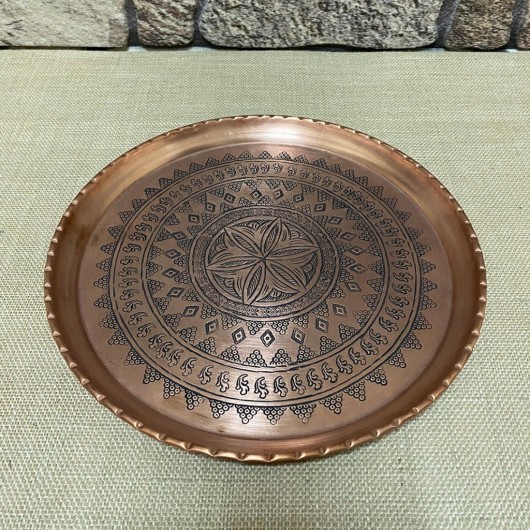 Staple Engraved Copper Tray 28 Cm