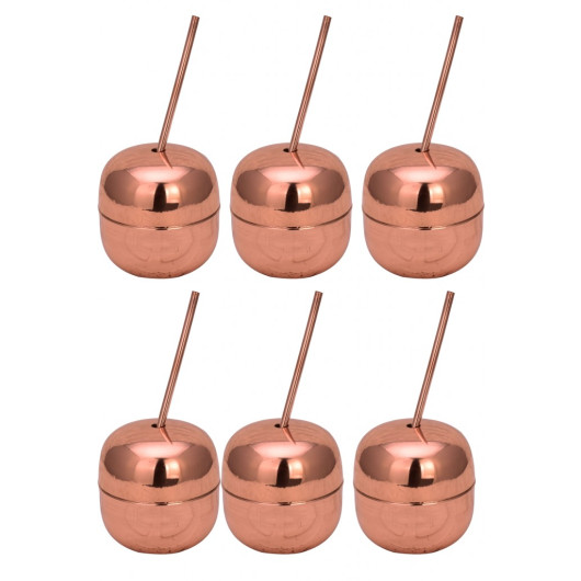 Turna Copper Apple Cocktail Straw Straight 250 Ml 6 Set Red Turna0485-61