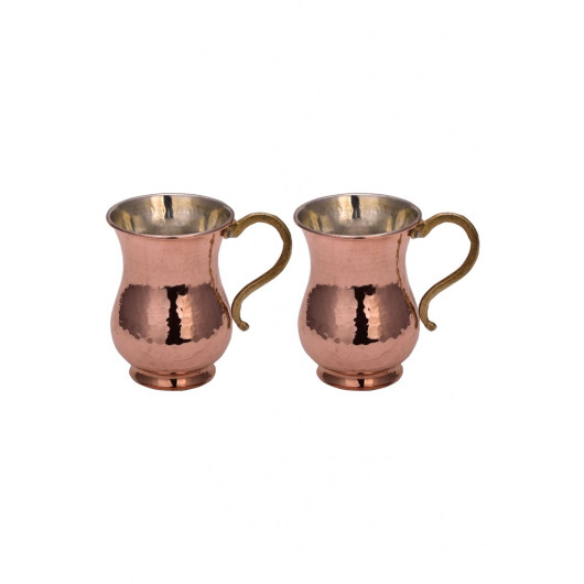Turna Copper Cordless Mug Hand Forged 300 Ml Set Of 2 Red Turna0451-21