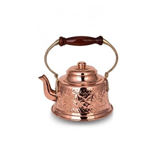 إبريق شاي من النحاس مصنوع يدوياً لون أحمر نحاسي من Turna1968-1