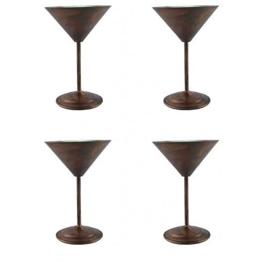 Turna Copper Martini Glass Straight 250 Ml 4 Piece Set Oxide Turna0459-43