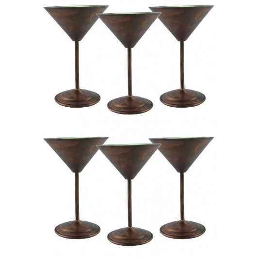 Turna Copper Martini Glass Straight 250 Ml Set Of 6 Oxide Turna0459-63