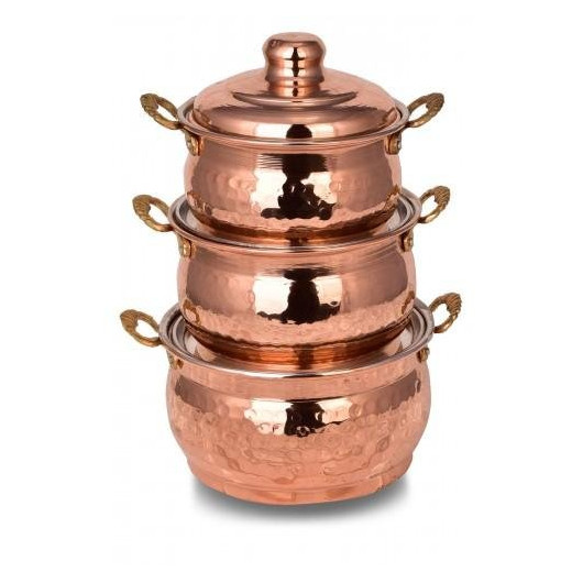 Turna Copper Mini Casserole Sugar Bowl 3 Piece Set Hand Forged Red Turna5848-1