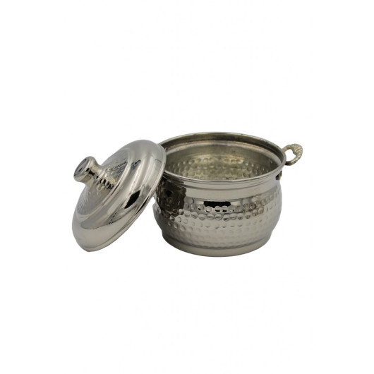 وعاء / طنجرة طهي صغيرة من النحاس قطر 12 سم مصنوعة يدويًا لون النيكل Turna8174-2