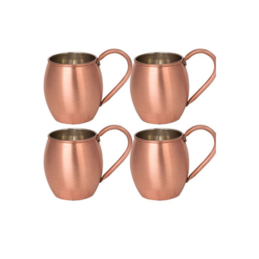 Turna Copper Moscow Mule Cup Flat 500 Ml 4 Piece Set Scotch Turna0493-44