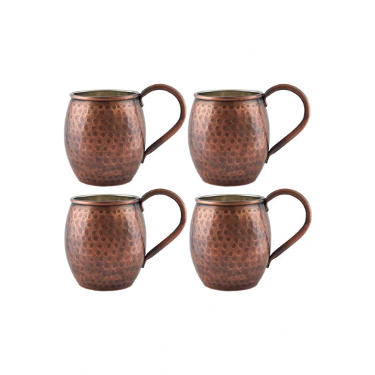 Turna Copper Moscow Mule Cup Hand Forged 500 Ml 4 Piece Set Oxide Turna0497-43