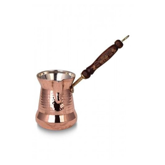 Turna Copper Sultan Coffee Pot No. 1 Thin Wooden Handle 2 Cup Machine Forged Red Turna1236-1