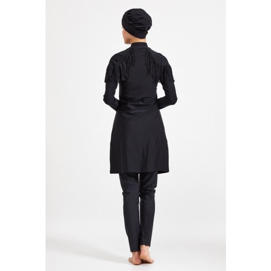 Adasea Black Lycra Fully Covered Hijab Swimsuit