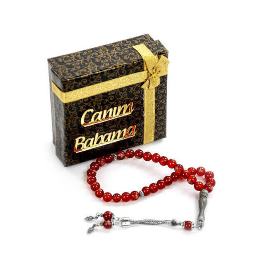Eid Gift For Father Red Natural Stone Rosary
