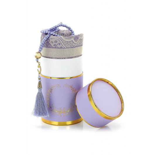 For My Dear Father, Special Cylinder Boxed Set With Prayer Rug And Pearl Rosary - Lilac Color
