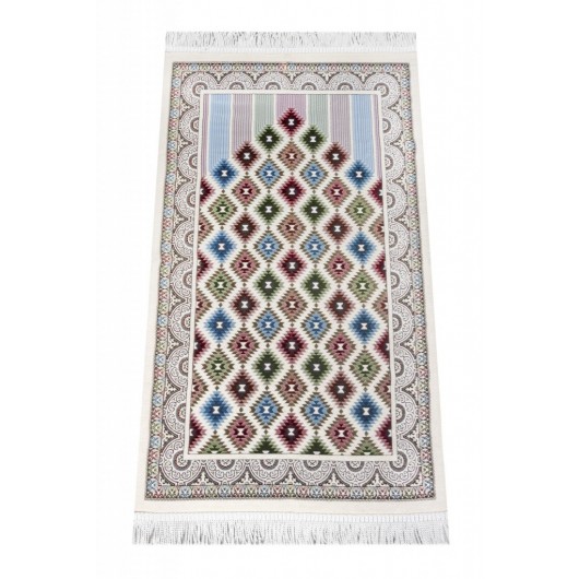Patterned Chenille Prayer Rug - Gray Color
