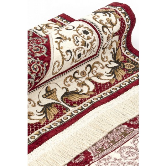 Patterned Chenille Prayer Rug - Red Color