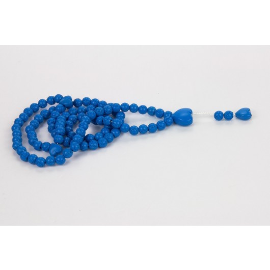 Heart Pattern Rose Scented Rosary With Rose Box - Navy Blue