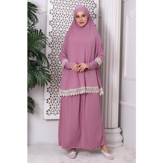 A Two Piece Open Prayer Rug In Pink By The Ihvan Brand