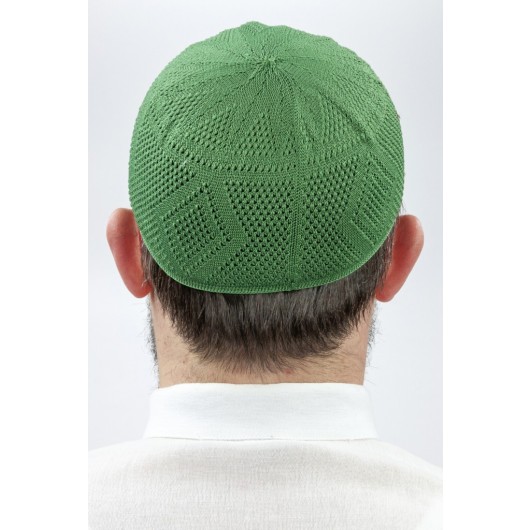 Bowknot Lace Knitted Prayer Cap - Green