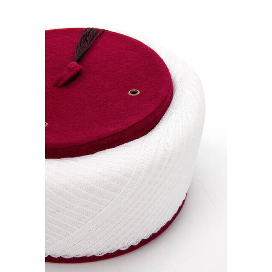 Imam Turban - Sultan Turban - Ankara Turban - Cross Wrapped Turban - Velvet - Claret Red