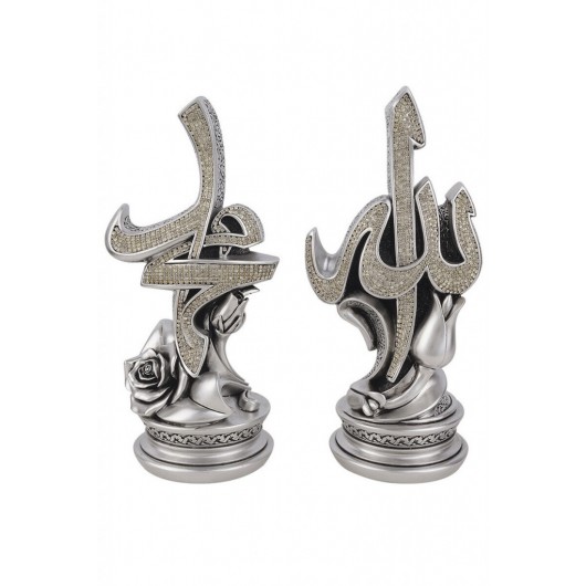 Name Is Celil - Name Is Nebi Rose And Stone Religious Gift 2 Pcs Trinket Silver