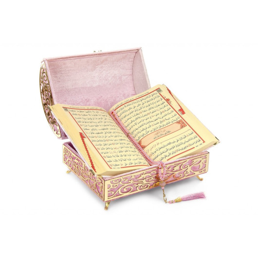 Velvet Covered Treasure Chest Personalized Gift Quran Set Pink