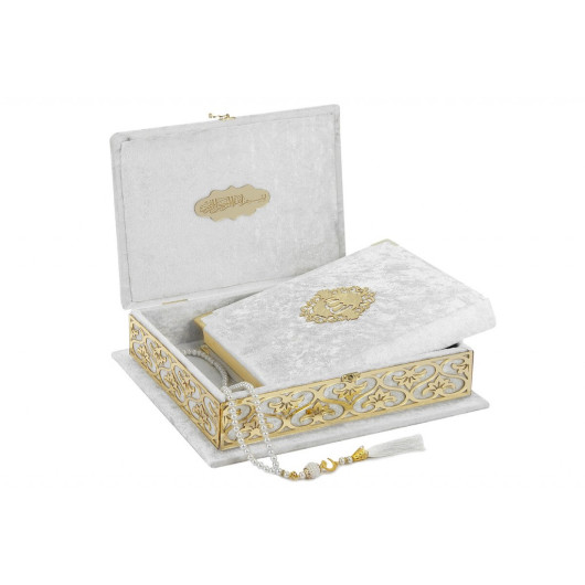 Special Gift Quran White With Velvet Covered Plexi Embroidered Chest