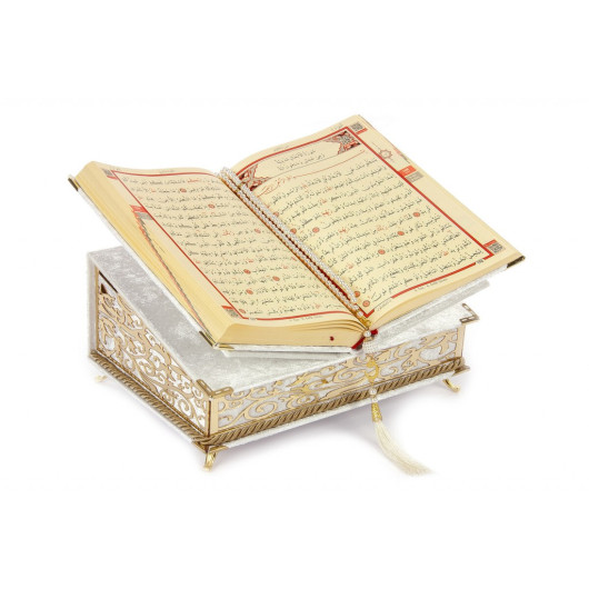 Gift Quran Set With Velvet Covered Case White