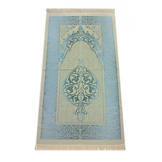 Luxury Light Color Ottoman Taffeta Prayer Rug Blue Color