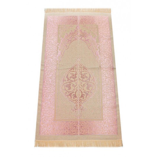 Luxury Light Color Ottoman Taffeta Prayer Rug Pink Color