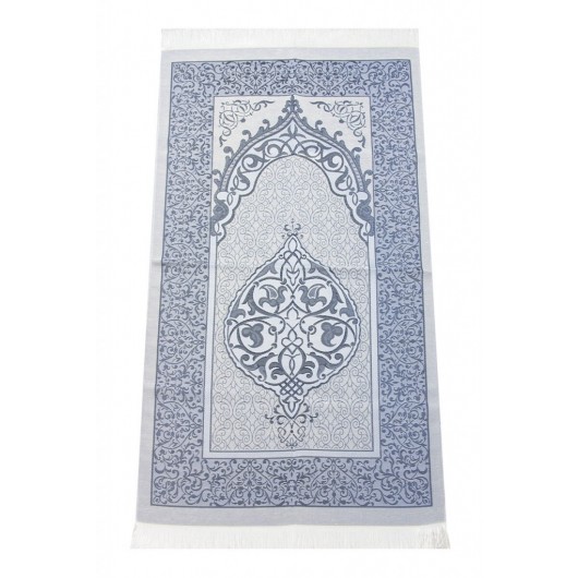 Luxury Light Color Ottoman Taffeta Prayer Rug Navy Blue