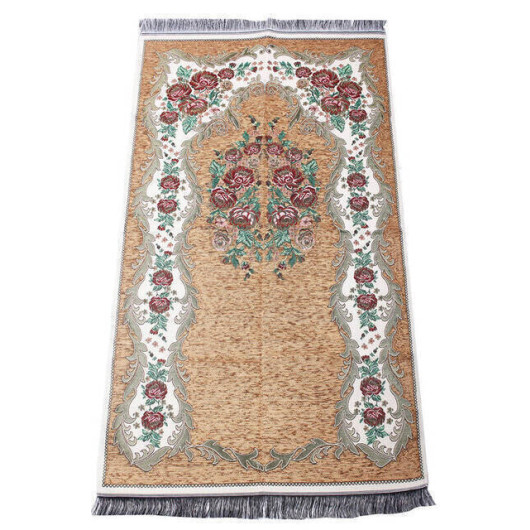 Luxury Rose Chenille Prayer Rug - Yellow Color