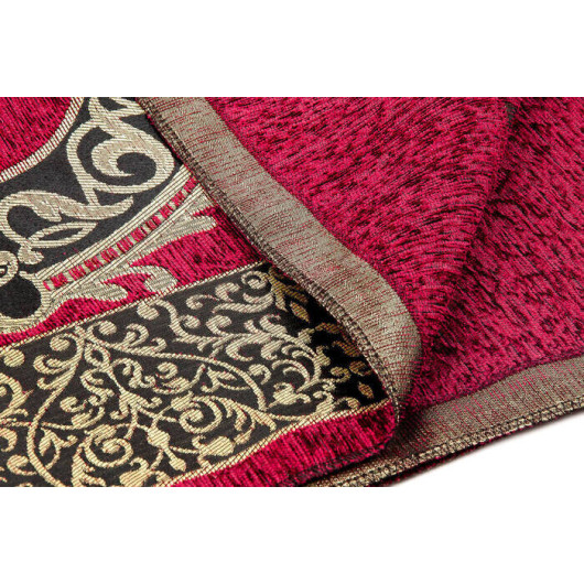 Luxury Ottoman Chenille Prayer Rug Red With Rosary Gift