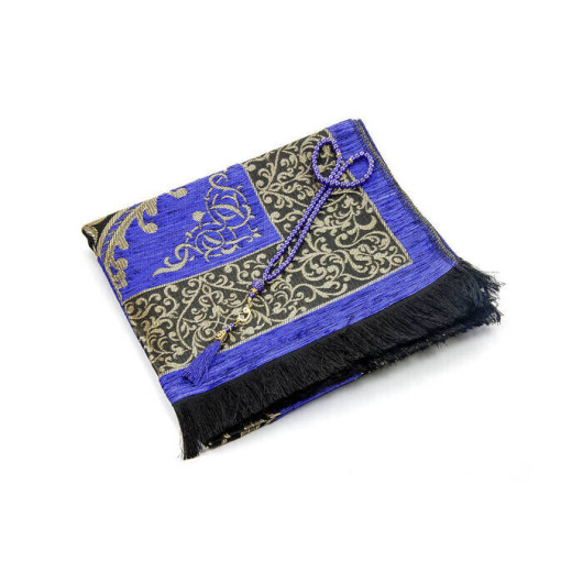 Luxury Ottoman Chenille Prayer Rug Prayer Beads Gift Purple