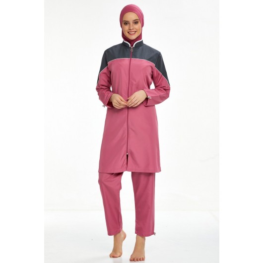 Maresiva Dark Pink Fully Covered Hijab Swimwear 0552-22