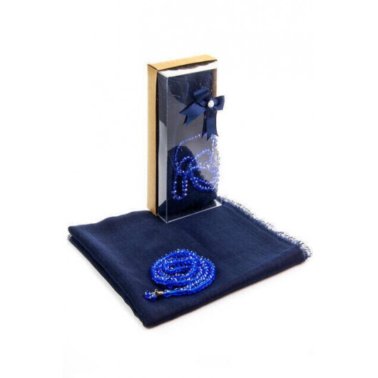 Mevlid Gift Set - Rosary - Veiled - Dark Blue Color