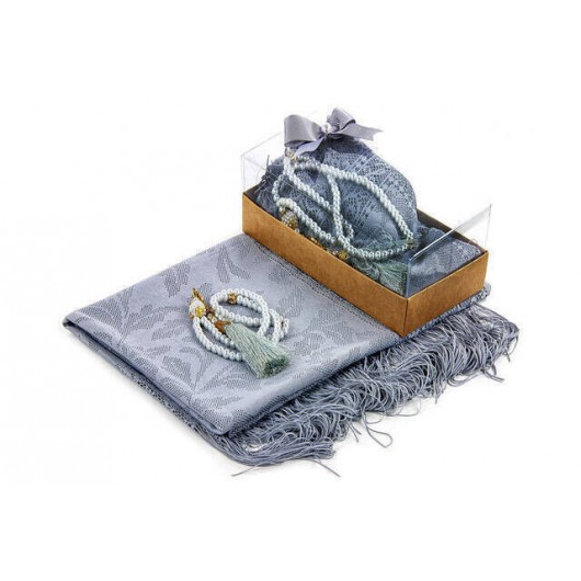 Mevlid Gift Set - Rosary - Shawl Covered - Gray Color