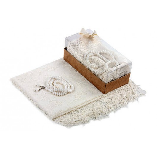 Mevlid Gift Set - Rosary - Shawl Covered - Cream Color