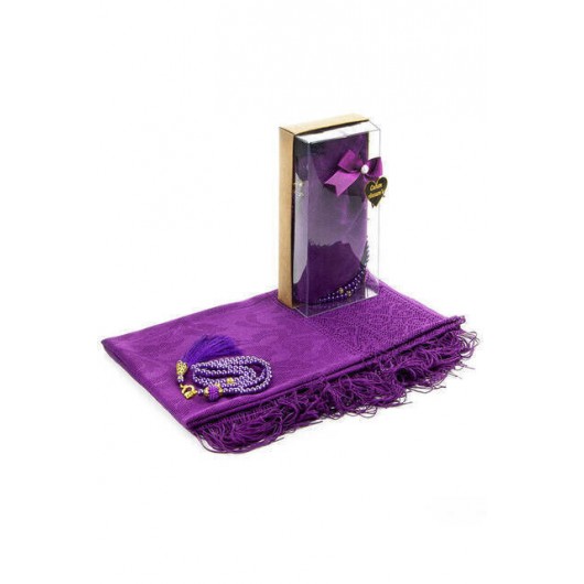 Mevlid Gift Set - Rosary - Shawl Covered - Purple Color