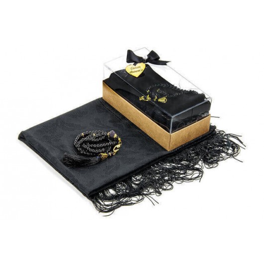 Mevlid Gift Set - Rosary - Shawl Covered - Black Color