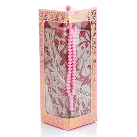 Special Gift Boxed Prayer Mat And Rosary Set Pink