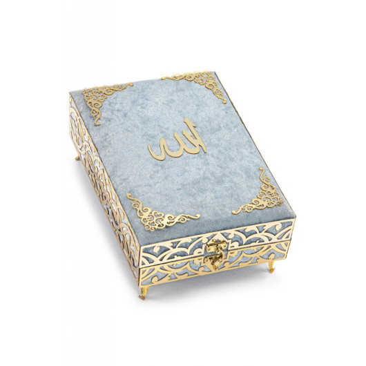 Special Velvet Boxed Holy Quran - Medium Blue Color