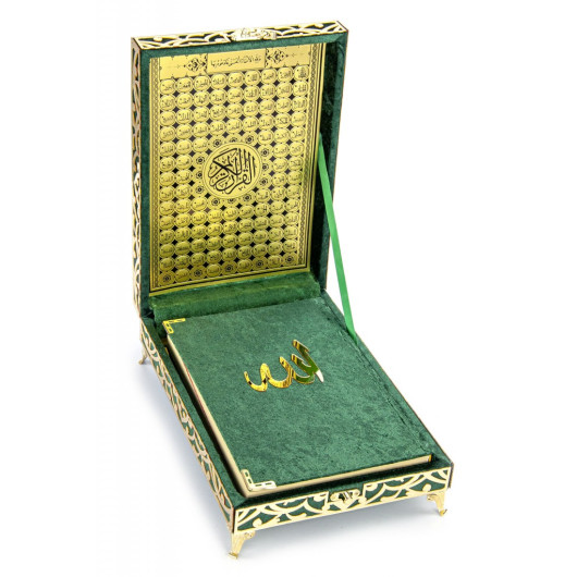 Special Velvet Boxed Holy Quran - Medium Green Color