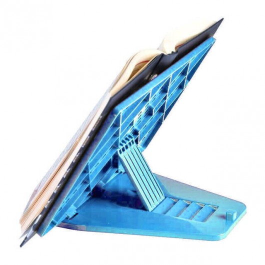 حامل قرآن / كتاب للقراءة ، حامل من البلاستيك عملي مناسب للطاولة بلون أزرق