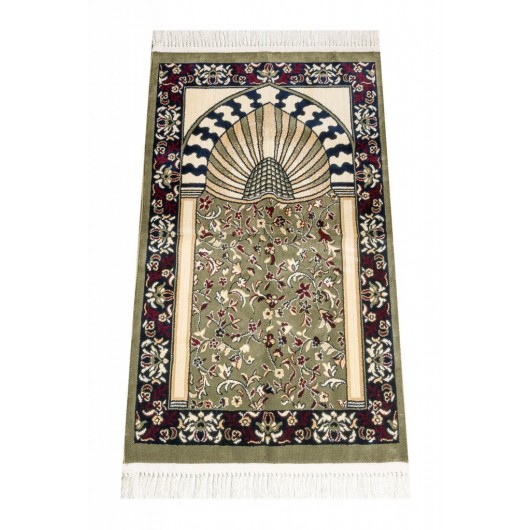 Ravza Patterned Luxury Carpet Prayer Rug - Green