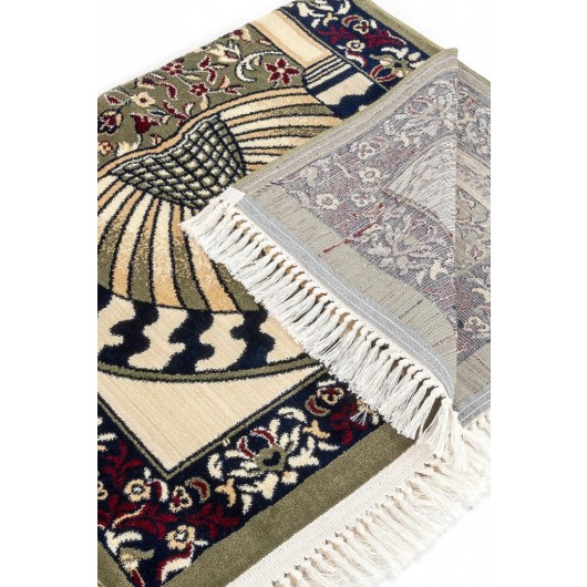 Ravza Patterned Luxury Carpet Prayer Rug - Green