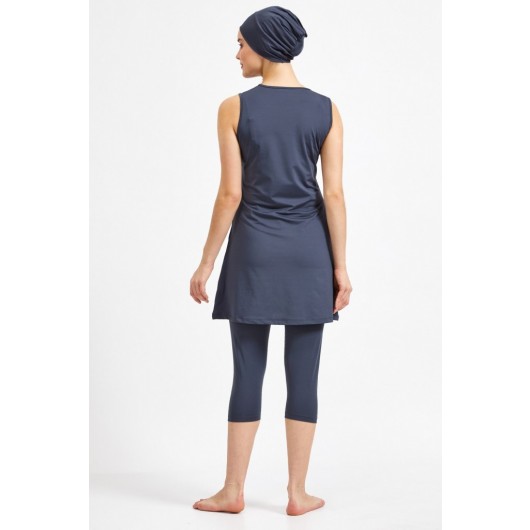 Anthracite Half Covered Hijab Swimsuit