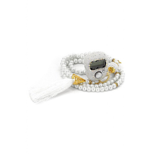 Stone Zikirmatik - Pearl Rosary Gift Set - White Color