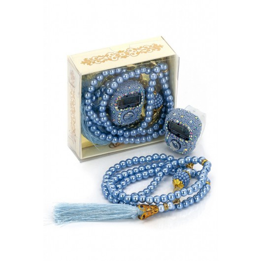 Stone Zikirmatik - Pearl Rosary Gift Set - Blue Color