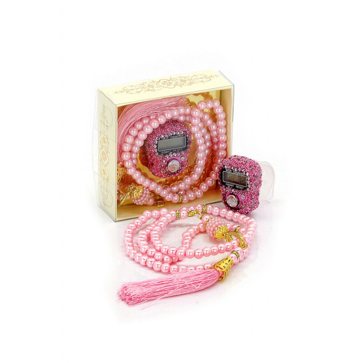 Stone Zikirmatik - Pearl Rosary Gift Set - Pink Color