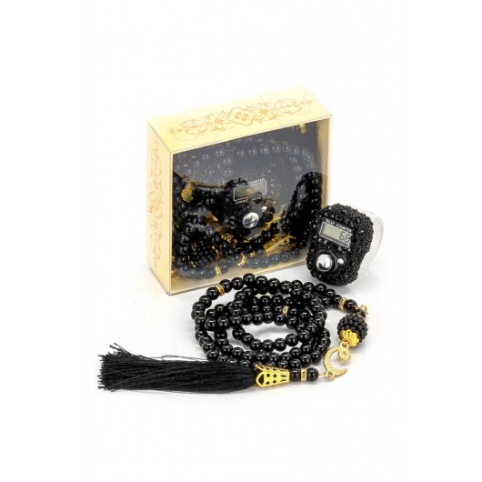 Stone Zikirmatik - Pearl Rosary Gift Set - Black Color